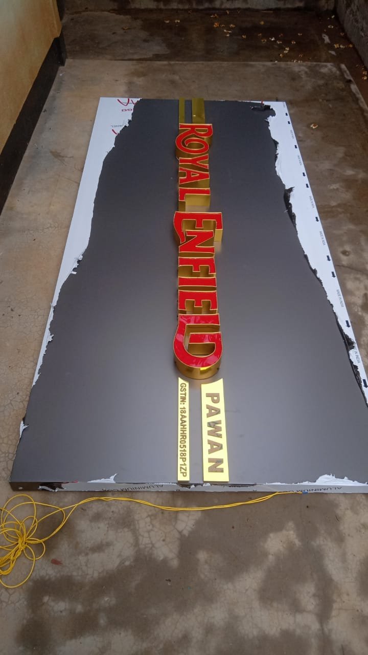 Royal Enfield ACP Acrylic Channel Letter Board - Before Installation